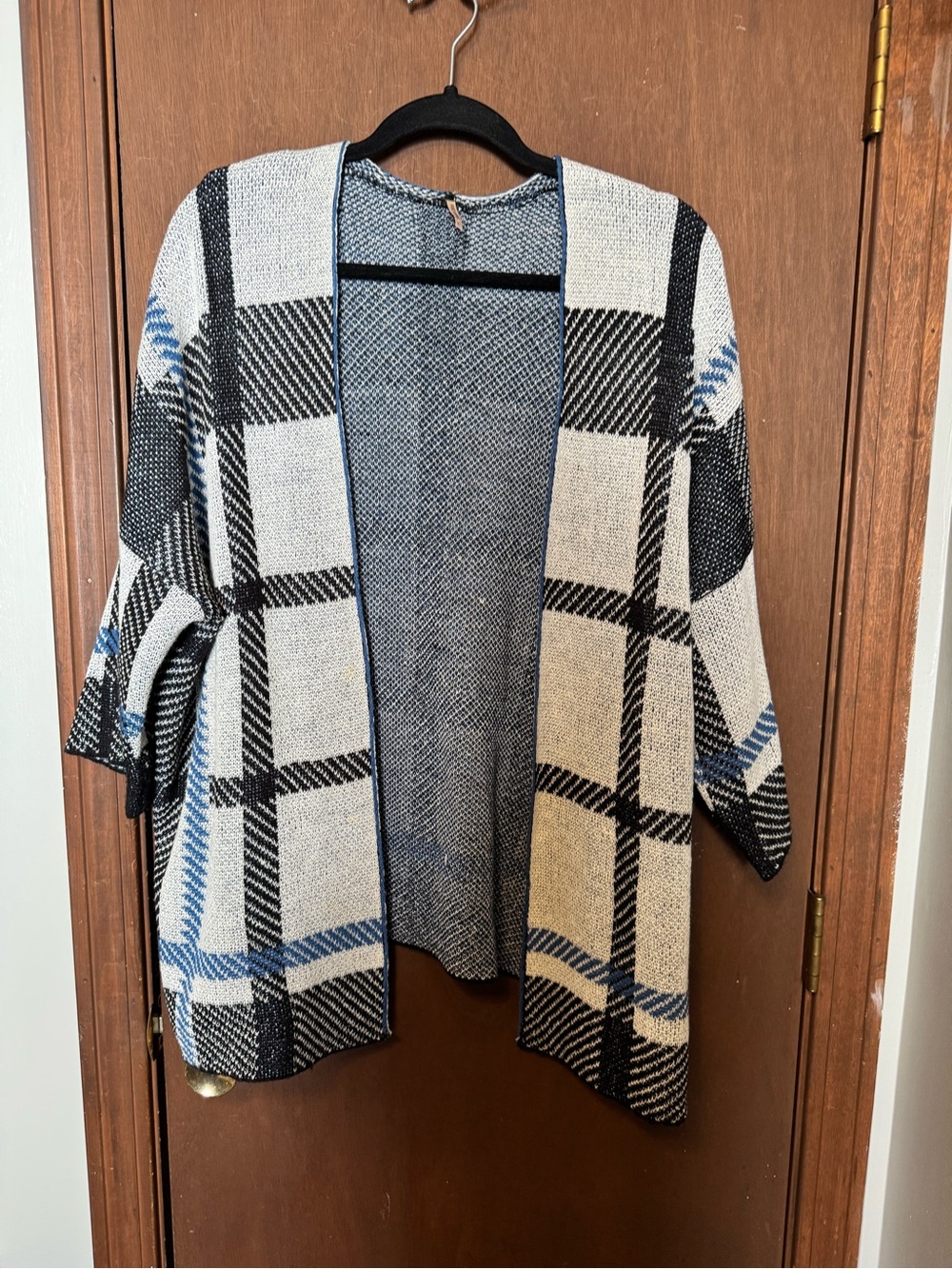 Poof! Open Front Plaid Cardigan
